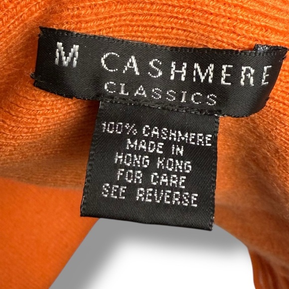 Cashmere Classics 100% Cashmere Scarf with Fringe Ends 11.5” x 73” Orange - Picture 6 of 6